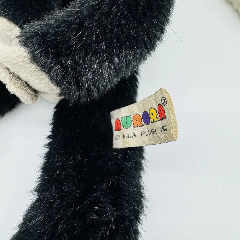 Aurora Vintage 17” Hanging Monkey Plush K&M Black And White Columbus